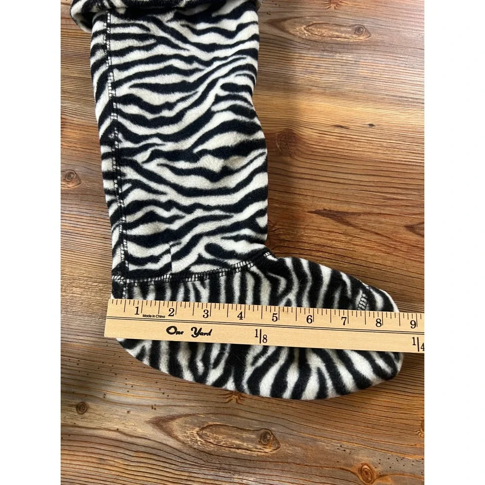Hunter Zebra Print Fleece Welly Boot Liners Black White Womens Size M 5-7